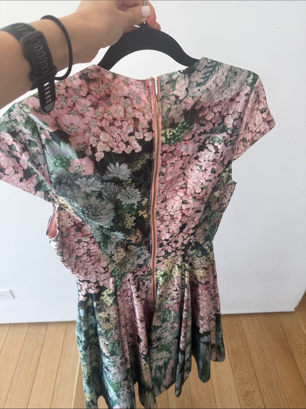 Ted Baker Pink & Green Floral Fit-and-Flare Dress - Picture 3 of 6